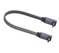zdyCGTime Cable de extensión trenzado plano 3A y 10Gbps USB 3.1 tipo C, ángulo hacia arriba y hacia abajo, tipo C 3.1, USB macho a USB C macho de 90 grados, 4K a 60 Hz, cable corto para monitor AV