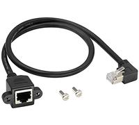 zdyCGTime Cable de red Blindado de Categoría 6 de 90 grados Macho a Hembra con cable de Extensión de red con orejas,Conector de cable de Extensión LAN. (Derecha/0,6m)