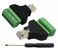 zdyCGTime Cable de Red RJ45 Macho a 8P Hembra Tipo Tornillo 8C para Conector de Red Ethernet,para AV CCTV UTP DVR Cat5 Cat5e Cat6 Cat7 acople en línea 300V 8A.(2 Unidades)