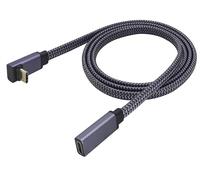 zdyCGTime Cable trenzado plano USB C 3.1 a USB C 3.1 de 90 grados Gen2 USB 3.1 tipo C macho a hembra para Thunderbolt 3, USB C trenzado de video (UP/M/F-1M)