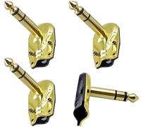 zdyCGTime Conector de audio estéreo de concha de cangrejo de 6,35 mm de ángulo recto, 90 grados de 1/4 pulgadas macho TRS estilo panqueque, conectores para altavoz, bajo, amplificador, micrófono y