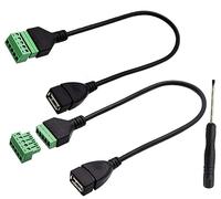 zdyCGTime Conector de Terminal de Tornillo USB 2.0 A,Conector Hembra USB 2.0 A a Tornillo de Tornillo Hembra de 5 Pines/vías,Conector enchufable,Convertidor con Terminal de blindaje.(30CM/2Piezas)