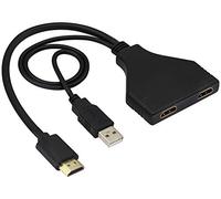 zdyCGTime Divisor HDMI 1 en 2 Salidas con Fuente de alimentación USB,1080P 4K 30 HZ Salida de Audio y Video simultánea,Divisor HDMI USB,Adecuado para Cualquier Dispositivo con Interfaz HDMI.(Negro)