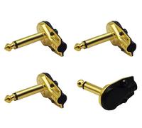 zdyCGTime DIY 6,35 mm 1/4" Mono Macho 90 Grados ángulo Derecho Estilo Pancake Conectores para Altavoz, Cable de Parche, 6,35 mm micrófono Enchufe (4 Paquetes)