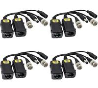 zdyCGTime HD Video Balun BNC Macho a RJ45 Hembra Full HD RJ45 Hembra a BNC/DC Adaptador Cámara de Vigilancia Analógica Transceptor de Red para Todos los Equipos de Video (16.5 cm/4 pares)