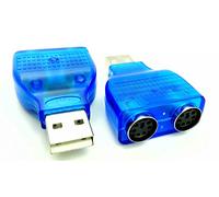 zdyCGTime (Lote de 2 Color Azul Ratón Teclado USB A Macho a Dual PS/2 Adaptador Hembra Conector, Nuevo USB Macho a 2 PS/2 Hembra Adaptador Activo T-Splitter