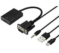 zdyCGTime Output 1080P VGA Macho a HDMI Hembra Adaptador de Audio y Video con Audio de 3,5 mm y Cable USB,Compatible con computadora,computadora portátil, proyector,PC,DVD,HDTV,Monitor.