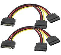 zdyCGTime SATA de 15Pines Cable Divisor de 1 punto 2 Y,Cable de Extensión interfaz SATA 1 Macho a 2 Hembra,Cable de alimentación de unidad óptica de disco duro de escritorio de 15 pines.(2Piezas)