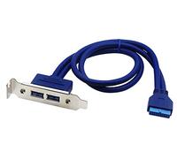 zdyCGTime USB 3.0 A 19 Pin Dual Hembra PCI Soporte Tipo de Montaje a 19pin Hembra Placa Base Cable Puerto Placa Base Expansión a Carcasa de Computadora (Azul 0.5M Iron Plate)
