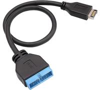 zdyCGTime USB 3,1 Encabezado del Panel Frontal a USB 3,0 20Pin Encabezado Adaptador de Cable de extensión de la Placa Base, Compatible con ASUS/Strix Z270I / Z270G, etc. (30cm / Negro)