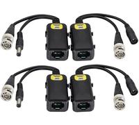 zdyCGTime Video pasivo Balun RJ45 hembra a BNC macho DC Power Jack Transceptor de red, Vigilancia Full HD RJ45 a BNC con alimentación Compatible con todos los equipos de video (16,5 cm/2 pares)