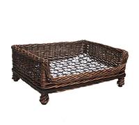 ZDYHL Cama elevada para Perros Lavable a Prueba de Masticar, sofá de Mimbre para Gatos pequeños y medianos, con Alfombra Lavable y Valla (Color: Color café, tamaño: XXL) Vision