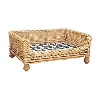 ZDYHL Cama elevada para Perros Lavable a Prueba de Masticar, sofá de Mimbre para Gatos pequeños y medianos, con Alfombra Lavable y Valla (Color: Color Madera, tamaño: XL) Vision