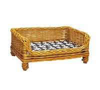 ZDYHL Cama elevada para Perros Lavable a Prueba de Masticar, sofá de Mimbre para Gatos pequeños y medianos, con Alfombra Lavable y Valla (Color: Amarillo Oscuro, tamaño: M) Vision