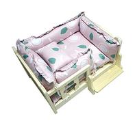 ZDYHL Cama Grande para Perros con tapete Lavable, sofá Elevado de Madera para Interiores y Exteriores, Alivio ortopédico y Mejor sueño (Color: B, tamaño: M(68x48x43cm)) Vision