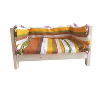 ZDYHL Cama ortopédica de Madera para Mascotas Grandes/Medianas/pequeñas, sofá Cama Elevado de Lujo con colchón a Rayas, Uso en Las Cuatro Estaciones, Montaje (tamaño: S (47 x 31 x 25 cm)) Vision