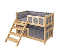 ZDYHL Cama para Perros de Madera de 2 Niveles con escaleras para Perros Grandes, medianos y pequeños, colchón Lavable Gris portátil, Cuna elevada para Mascotas en Interiores y Exteriores (Size : XXL