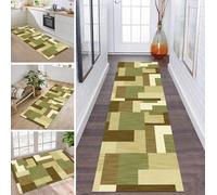 ZDYHMrj Alfombra para pasillo, cocina, antideslizante, lavable, color marrón, verde y beige, alfombra de cocina, 40 x 120 cm, alfombra de salón, dormitorio, venta por metros