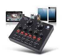 ZDYS Tarjeta de sonido de mezcla de audio externa, interfaz de audio USB con múltiples efectos de sonido, batería recargable integrada para cantar, gritar, transmitir en vivo, chatear y grabar música