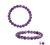 ZEACCT 1 Pieza Pulsera Piedra Natura, Pulsera Amatista Natural, Pulseras Amatista, Cristal Perlas, Pulseras de Piedras Preciosas con Banda Elástica Regalo para Mamá Hermana Amiga