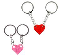 ZEACCT 2 Llaveros de Corazón de Ladrillo, Llaveros Corazón Ladrillo para Parejas, Llaveros de Corazón de Ladrillo Personalizados, Aniversario, Navidad, Cumpleaños - Rosa, Rojo Brillante