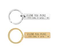 ZEACCT 2 Piezas 'Te Amo Más El Final Gano' Llavero Plateado, Llavero Parejas, Llavero De Acero Inoxidable Colgante Inglés, Adecuado para Parejas, Navidad, Cumpleaños, Fiestas(Plata + Oro)