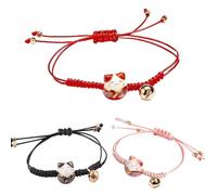 ZEACCT 3 Pieza Pulseras Ajustables - Abalorios de Cerámica con Campanillas, Amuleto Feng Shui para Atraer Suerte y Abundancia, Joya de Estilo Japonés