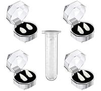ZEACCT 4 Pares Colmillos de Dientes de Vampiro, Kit de Dientes Falsos de Vampiro dentaduras de vampiro personalizadas Halloween con Adhesivo de Pellets de Dientes para Halloween, 13/15/17/19 mm
