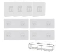 ZEACCT 8 Piezas Gancho de Pared de Doble Cara, Reemplazo del Gancho Adhesivo, Gancho Individual y Doble, Ganchos Adhesivos para Carrito de Ducha, Gancho Impermeable Sin Costura, para Estante de Ducha