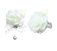 ZEACCT Pulsera de Ramillete Con Rosas Artificiales - Perfecto para Damas, Niñas, Novias, Damas Honor y Más - Blanco