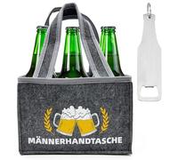 ZEACKUQ Geschenke für Männer Filz Männerhandtasche Bier mit Flaschenöffner, Flaschenträger 6 Flaschen Filz Männergeschenke für Männer Papa Freund Geburtstag Herrentag, gris