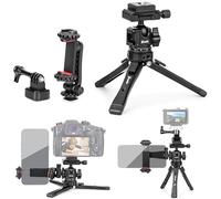 Zeadio Kit de trípode de metal resistente con cabezal de bola Arca, kit universal de vlogging para teléfono, soporte para teléfono celular y trípode de viaje para iPhone/Android, cámara, cardán