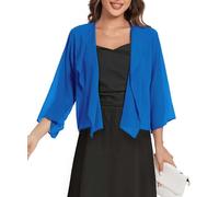 Zeagoo Bolero de gasa elegante para mujer, chaqueta de hombro, ligera, delgada, estilo bolero, informal, para verano, azul cobalto, S