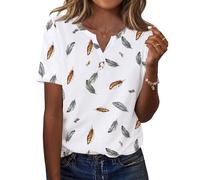 Zeagoo Camisetas Manga Corta Mujer Verano con Cuello V Blusas Moda Casual Túnica Camisa Elegante Basicas T-Shirt Ligero Elástica Tops