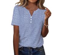 Zeagoo Camisetas Manga Corta Mujer Verano con Cuello V Blusas Moda Casual Túnica Camisa Elegante Basicas T-Shirt Ligero Elástica Tops