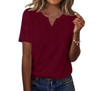 Zeagoo Camisetas Manga Corta Mujer Verano con Cuello V Blusas Moda Casual Túnica Camisa Elegante Basicas T-Shirt Ligero Elástica Tops