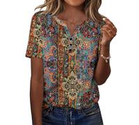 Zeagoo Camisetas Mujer Manga Corta Verano con Cuello V Blusas Moda Ligero Casual Camisa Elegante Elástica Tops y Cómoda para Uso Diario Básicas Túnica Tshirt Multicolor S