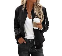 Zeagoo Chaqueta ligera para mujer bomber corta chaqueta de aviador chaqueta de piloto primavera para mujer L