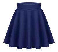 Zeagoo Mujeres Base Casual Cintura Elástica Bocina Mini Falda Elegante Línea A Tira hacia Arriba Patinaje Falda Azul L