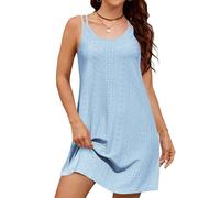 Zeagoo Vestido de playa para mujer, vestido de verano sin mangas, ligero, tirantes delgados, vestido swing en línea A, vestido corto de verano, bikini, cuello redondo, vestido de ocio, traje de baño