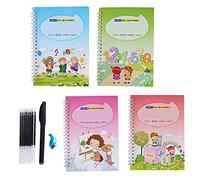 Zeako 4 Cuadernos Reutilizables de Caligrafía Mágica, Cuaderno de Entrenamiento de Escritura Cursiva con 8 Tintas para Niños