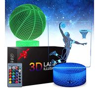 Zeaky Baloncesto 3D Luz de Noche, LED Ilusión Lámpara de Juguete con 2 patrones y 16 colores cambiantes y mando a distancia, Navidad Cumpleaños Regalo