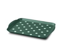 Zeal Bandeja de melamina para Servir Alimentos con Asas y Bordes de Labios, Bandeja de Regazo de Lunares, 30 x 21 cm, Color Verde Bosque