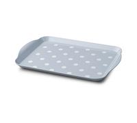 Zeal Bandeja de melamina para servir alimentos con asas y bordes de labios, bandeja para servir a lunares, 30 x 21 cm, color azul huevo de pato