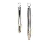 Zeal JSET2C Juego de Pinzas de Cocina de Silicona Antiadherente, Grandes y pequeñas, Color Crema