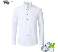 Zealburst Camisa elástica, no necesita planchado, no se arruga, camisas Zealburst, camisa informal para hombre, sin arrugas, camisa elástica (blanco, L)