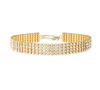 Zealmer Gargantilla de diamantes de imitación plateados, gargantilla de diamantes de imitación de cristal, collar chapado en oro, joyería de regalo para mujeres y niñas, novia, boda, dama de honor