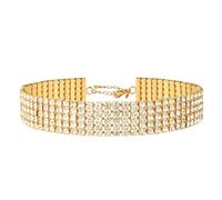 Zealmer Gargantilla de diamantes de imitación plateados, gargantilla de diamantes de imitación de cristal, collar chapado en oro, joyería de regalo para mujer, novia, boda, dama de honor, 12.4 inches
