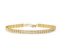 Zealmer Gargantilla de diamantes de imitación plateados, gargantilla de diamantes de imitación de cristal, collar chapado en oro, joyería de regalo para mujer, novia, boda, dama de honor, 12.4 inches