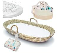 ZEAL'N LIFE Cambiador de moisés para bebé con 2 fundas para cambiador y calendario, cesta de moisés para bebé, cambiador de mesa, cambiador de pañales para bebé, cambiador de pañales (hierba marina)